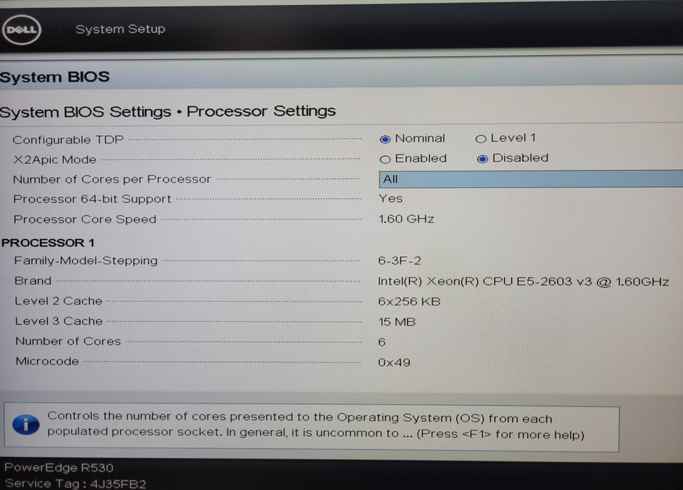 Dell PowerEdge R530, 1x Xeon E5-2603v3 1.60GHz 32GB DDR4 H730 Mini 2x PSU _