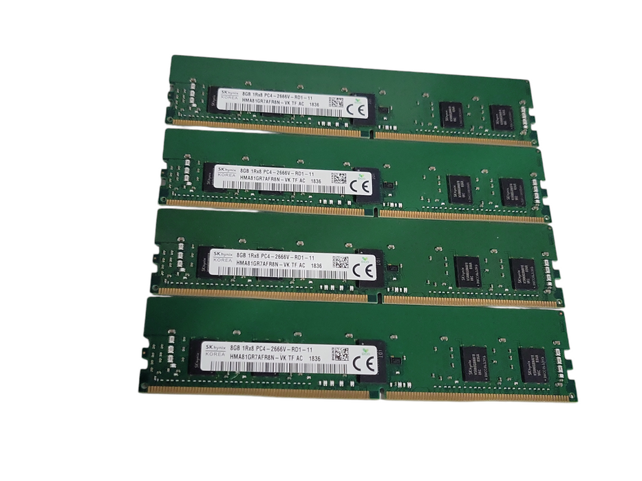 Lot of 4x SkHynix 8GB 1Rx8 PC4-2666V-RD1 DDR4 Server RAMs _