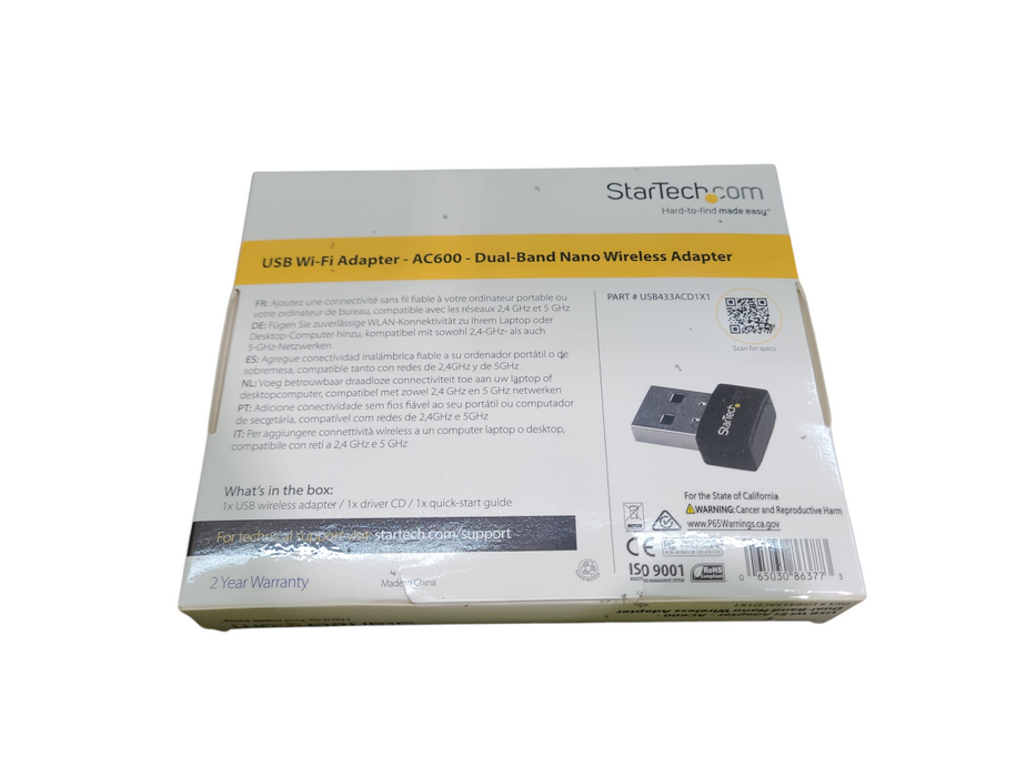 StarTech USB Wi-Fi Adapter -AC600 -Dual Band Nano 2.4GHz/5GHz -USB433ACD1X1 Q