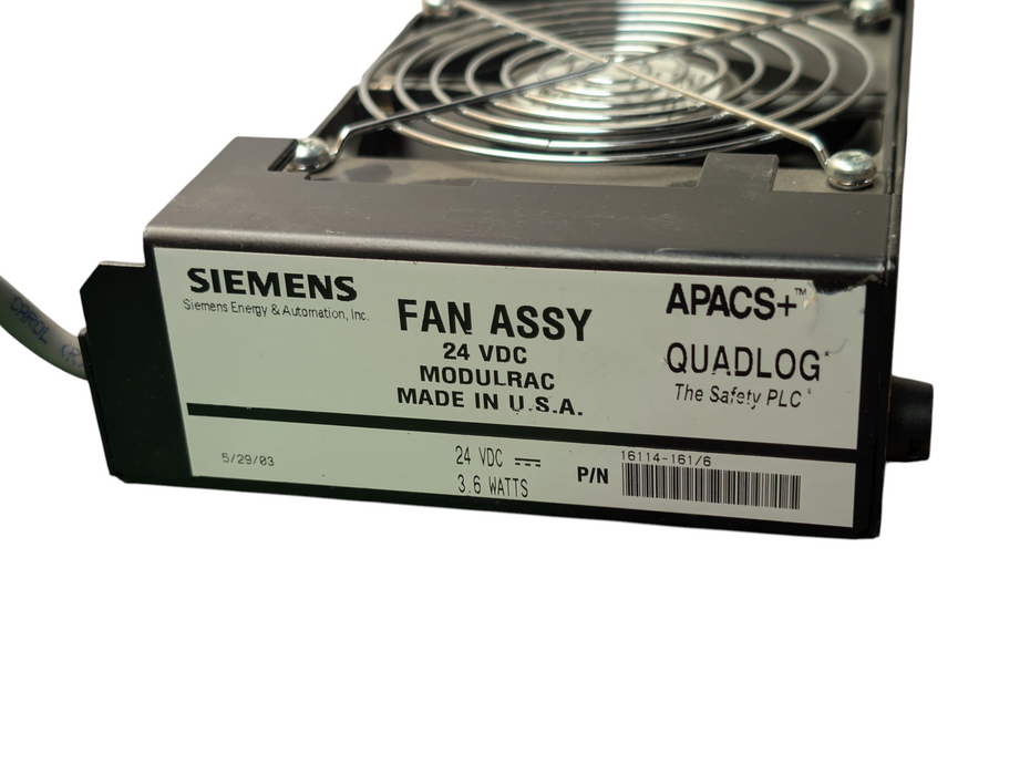 SIEMENS 16114-161/6 Fan Assy 24 VDC Modulrac APACS+ QUADLOG -