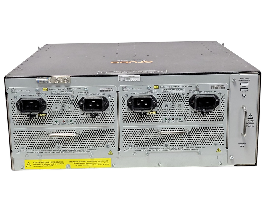 HPE Aruba J9850A 2x Management Module 3x J9986A, 1x J9990A, 2x J9830B PSUs _