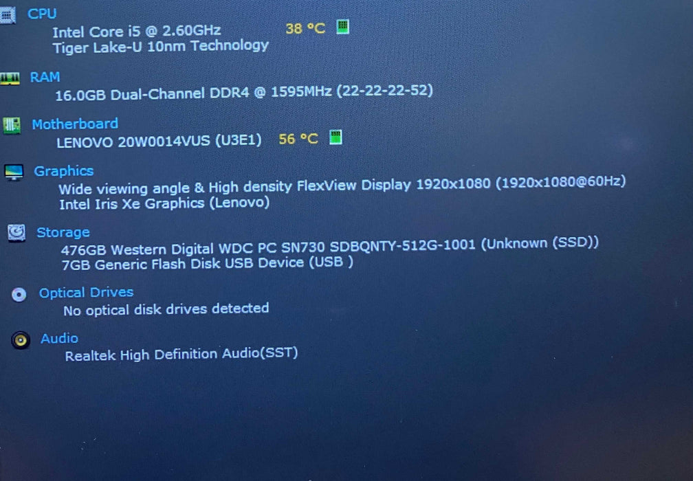 Lenovo ThinkPad T14 Gen 2 Core i5-1145G7@2.6GHz 16GB RAM 512GB SSD READ!  Lap200