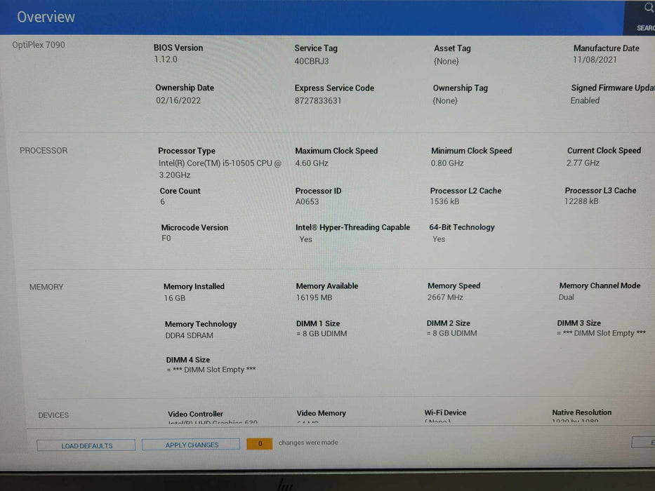 DELL OptiPlex 7090 SFF Intel Core i5-10505 16GB RAM 256GB NVMe !