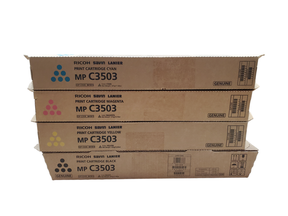 Genuine Ricoh Savin Lanier Toner SET MPC3503 841813 841814 841815 841816 - NEW Q