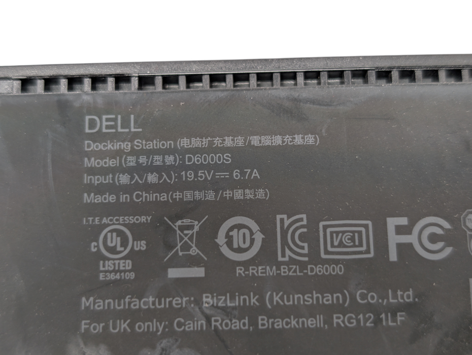 Lot of 10x DELL D6000S Universal USB-C PD / USB-A Docking Stations  -