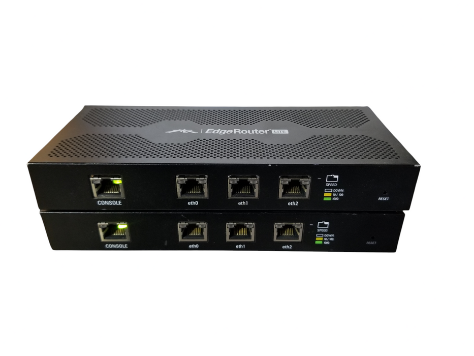 Lot of x2 Ubiquiti Networks EdgeRouter Lite ERLite-3 3-Port Factory Reset
