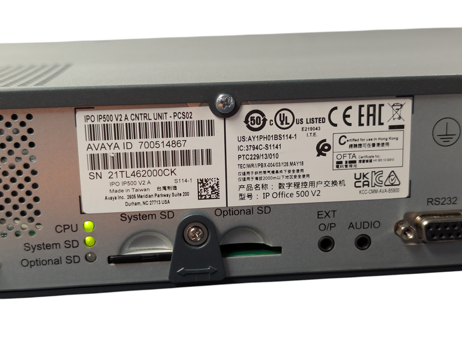 AVAYA IP500 V2A IPO IP500 v2 Control Unit UC Module v2 700507449 -
