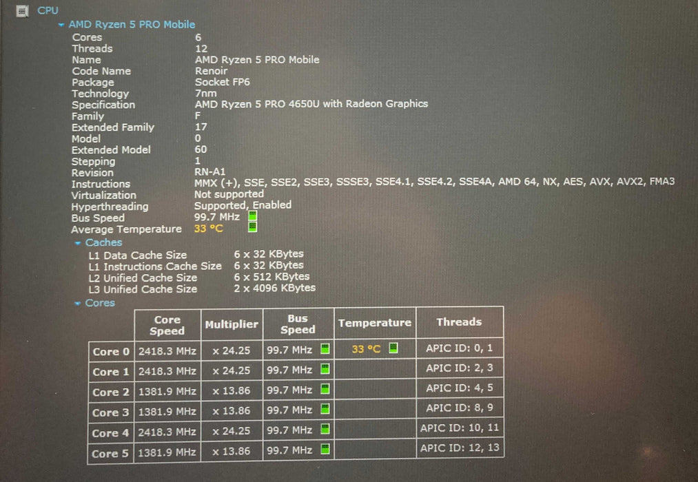 Lenovo ThinkPad T14 Gen 1 AMD Ryzen 5 PRO 4650U@2.10GHz 16GB RAM 256GB SSD  Lap200