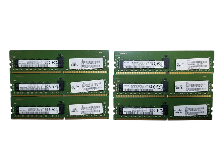 Samsung 96GB Bundle DDR4 RAM (6x16GB) 1Rx4 PC4-2933Y-RC2-12 DDR4 Server RAM
