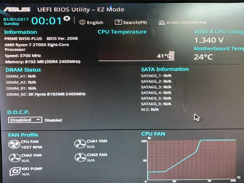 Asus Prime B450-Plus Motherboard & AMD Ryzen 7 2700X 8GB DDR4 READ