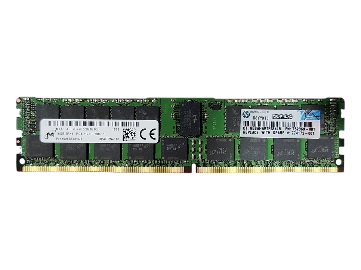 Micron製メモリ16GB DDR4-2133MHz ECC ×4枚 Micron 16GB 2Rx4 PC4-2133P-RBB, DDR4, Server Memory Q