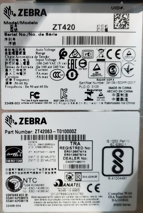 Zebra ZT420 Thermal Transfer Label Printer | ZT42063-T010000Z