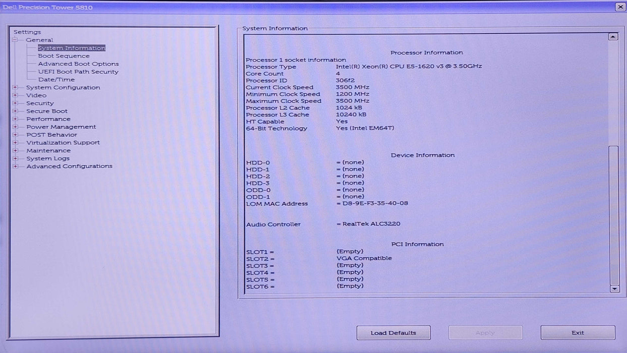 Dell Precision Tower 5810, E5-1620v3, 16GB DDR4, M2000, No HDD, 425W
