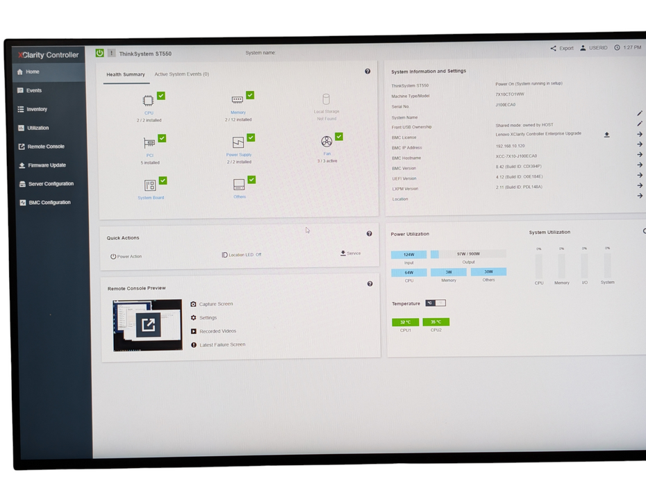Lenovo ThinkSystem ST550 2x Intel Xeon Silver 4116 32GB RAM  -