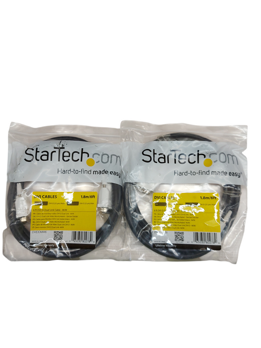 LOT 2x StarTech 6ft DVI-D Dual Link Cable - Male to Male