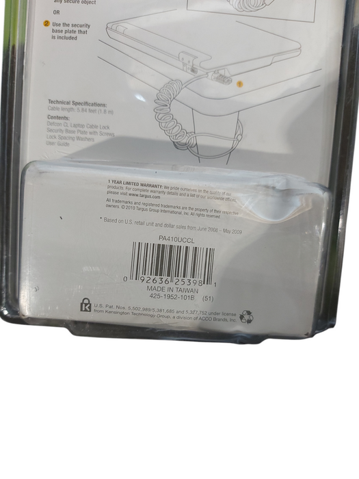 Targus PA410UCCL Defcon CL 5.5ft Laptop Notebook Combo Cable Lock