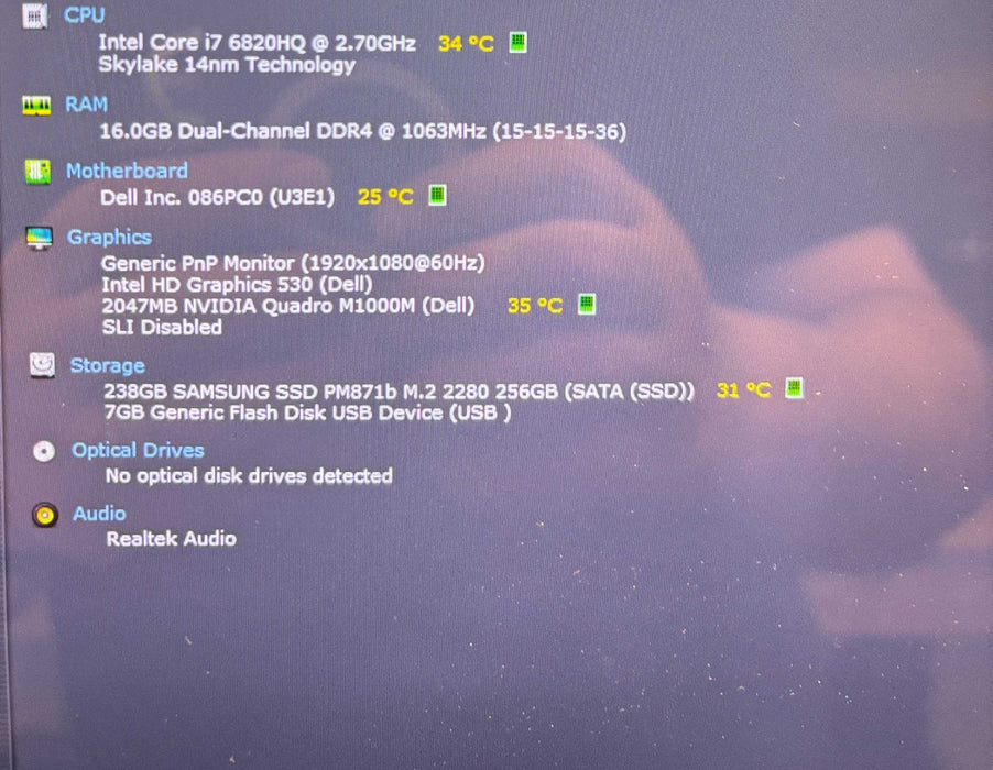 Dell Precision 7510 TOUCH i7-6820HQ QUADRO M1000M 2GB GPU 16GB RAM 256SSD    Lap200
