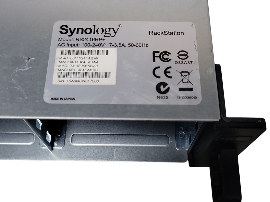 Synology RackStation RS2416RP+ Network Attached Storage 1x PSU, READ _