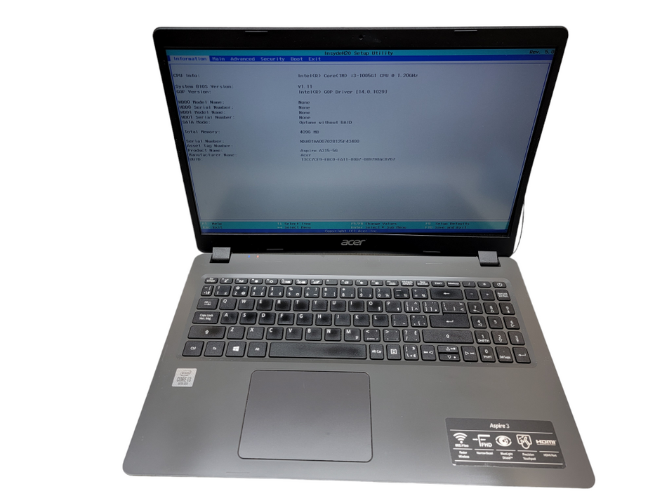 Acer Aspire 3| i3-10005U| 4GB DDR4| NO SSD| | FOR PARTS/REPAIR  β BudLap