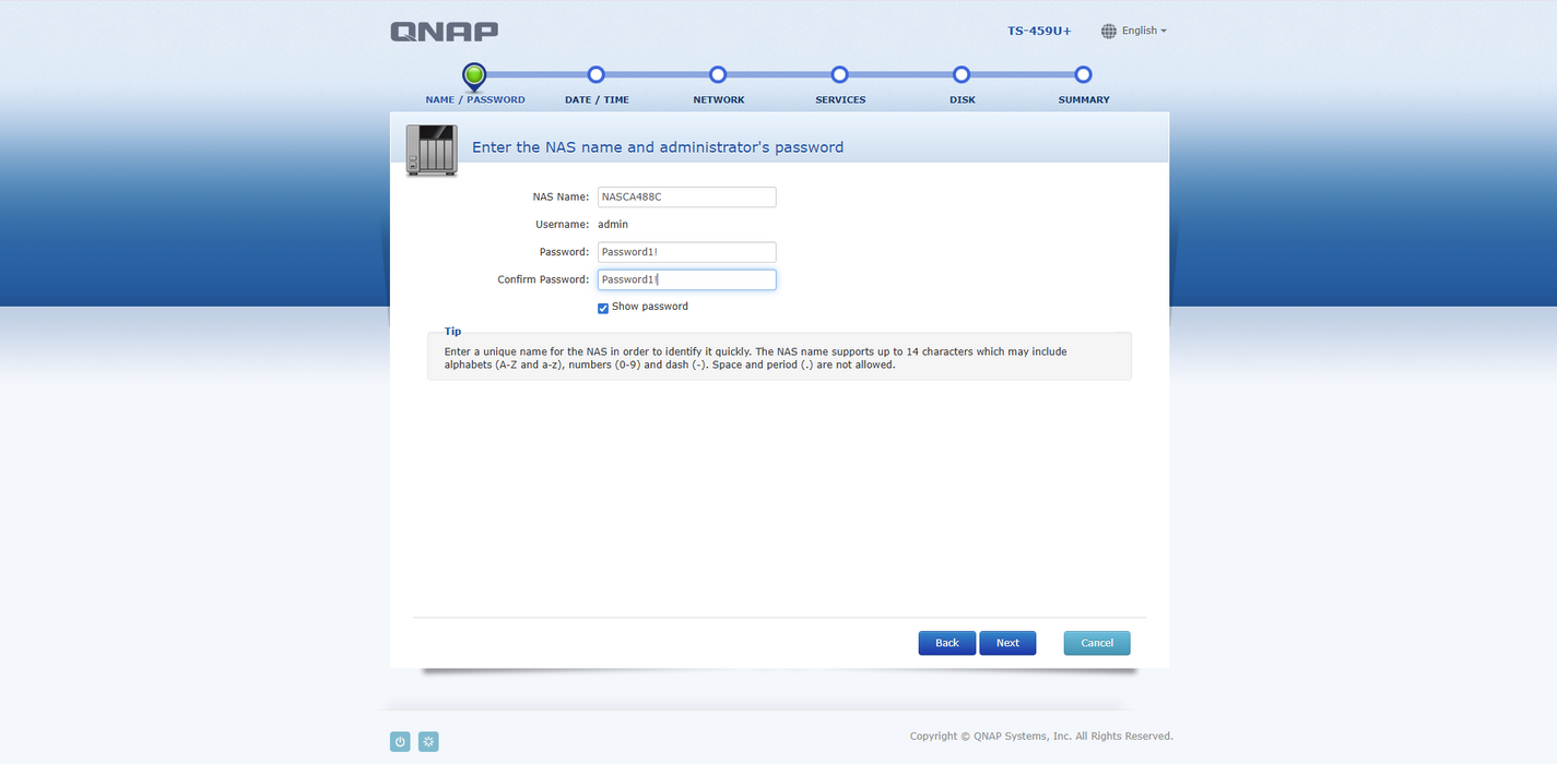 QNAP Turbo NAS Server TS-459U-SP+ 4-Bay 1x 4TB 3.5" HDD $