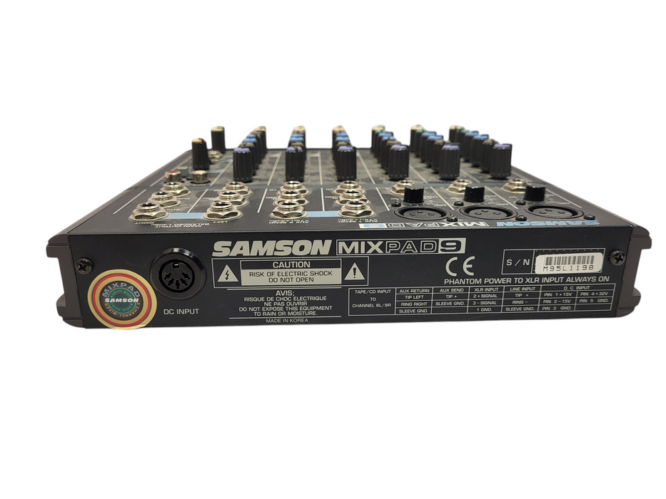 Samson MixPad9 Professional DJ Compact Music 9-Channel Mixer No AC $