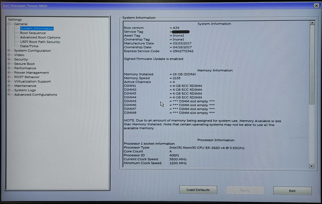 Dell Precision T5810, Xeon E5-1620 v4 3.50GHz, 16GB DDR4, 500GB SSD, K2200