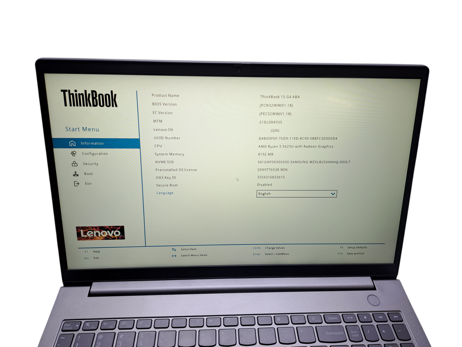 Lenovo ThinkBook 15 G4 ABA | Ryzen 5 5625U @2.30GHz, 8GB DDR4, 256GB NVMe ) Lap200