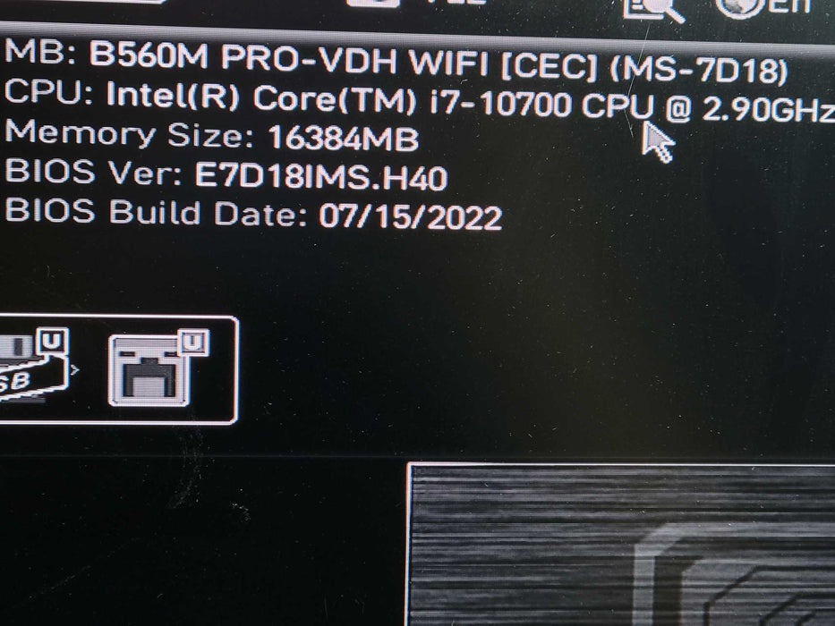 Intel Core i7-10700 MSI B560M PRO-VDH WIFI 16GB DDR4 + I/O Plate %
