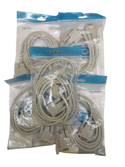 LOT 5x 10 ft DB9 Serial Extension Cable – Male to Female