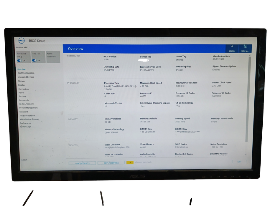 Dell Inspiron 3891 MT i5-10400 @2.9GHz 16GB RAM 256GB M.2 SSD