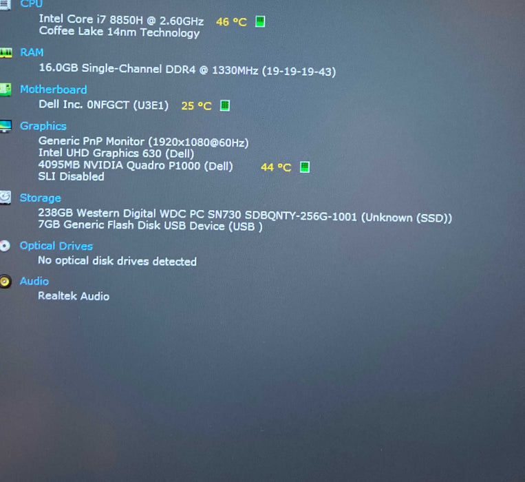 Dell Precision 5530 i7-8850H QUADRO P1000 4GB GPU 16GB RAM 256GB SSD READ! Q Lap200