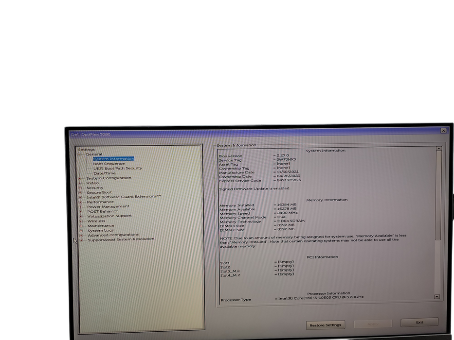 Dell OptiPlex 3080 SFF i5 - 10505 @ 3.20GHz 16GB DDR4 Ram  Qθ