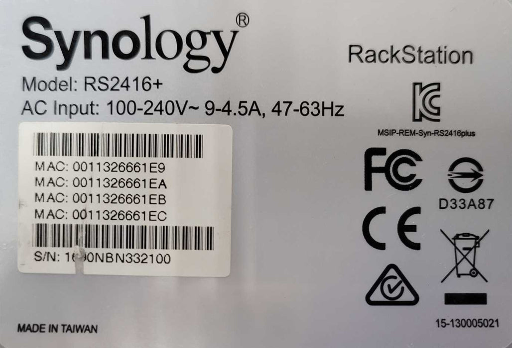 Synology RS2416+ 2U RackStation 12-Bay NAS 12x 3.5" HDD Bays, READ _