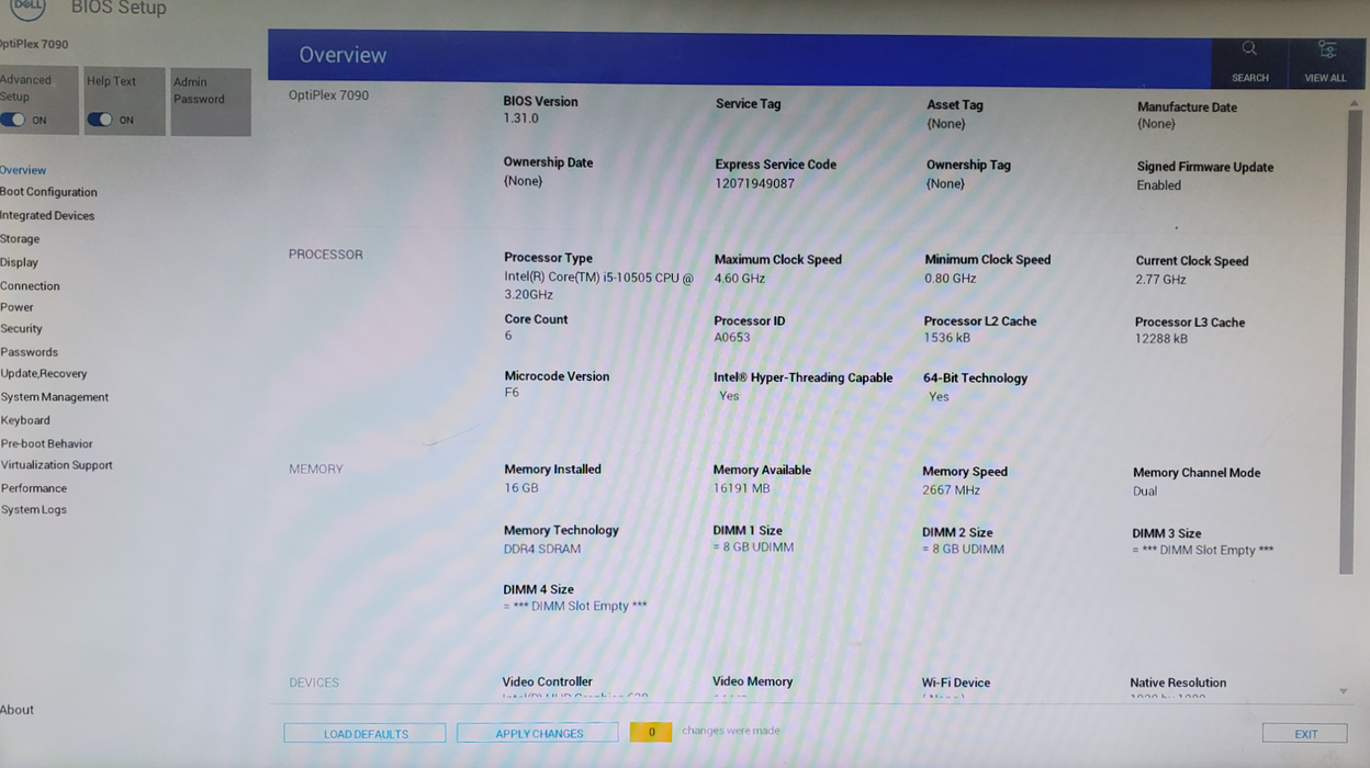 Dell OptiPlex 7090 SFF - Core i5-10500 16GB DDR4 256GB NVMe