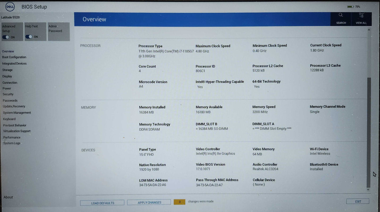 Dell Latitude 5520, i7-1185G7 3.00GHz, 16GB DDR4, 256GB NVMe, 65W AC  Lap200