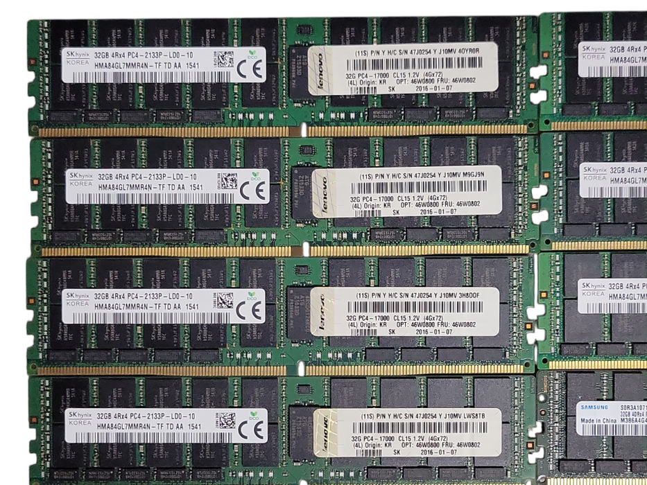 Lot of 8x (7x Skhynix 1x Samsung) 32GB PC4-2133P-LD0 DDR4 Server RAMs, See  _
