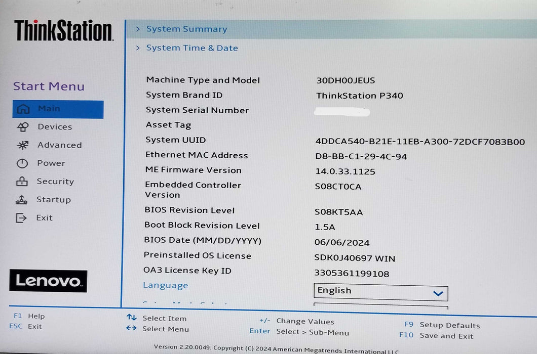 Lenovo ThinkStation P340 Tower intel i7-10700K CPU 3.80GHz 16GB RAM No HDD