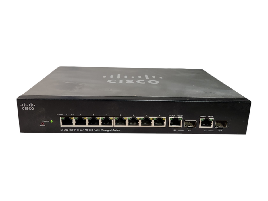 Cisco SF302-08PP 8-Port 10/100 PoE+ Managed Switch