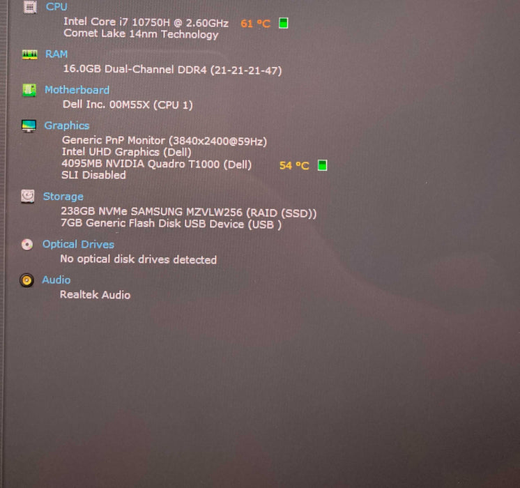 Dell Precision 5550 4K TOUCH i7-10750H QUADRO T1000 GPU 16GB 256SSD READ!  Lap200