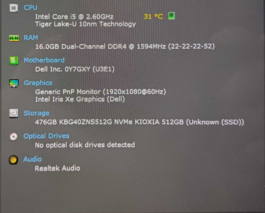 Dell Latitude 5320 Touch, i5-1145G7 2.60GHz, 16GB DDR4, 512GB NVMe, No AC Q Lap200