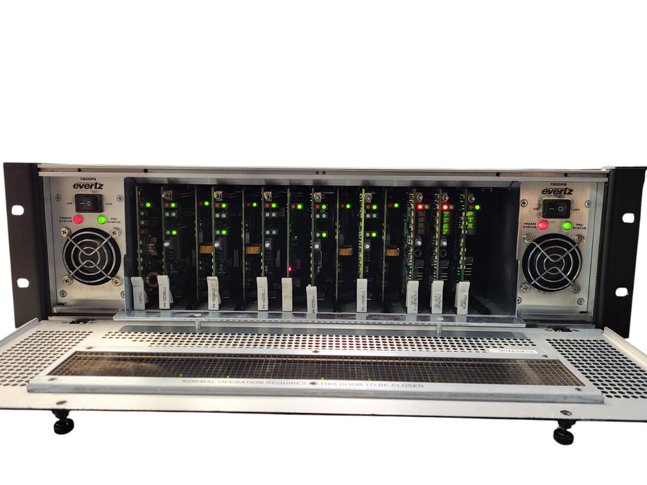 EVERTZ 7800FR MultiFrame Chassis w/ 5x 7736CEM-A4 1x7700FC 2x 7767RGBT 1x 7700FC $