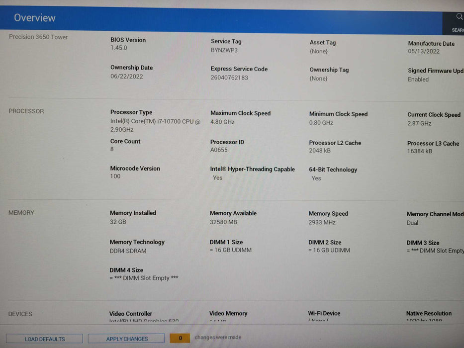 Dell Precision 3650 Tower | Intel Core i7-10700 CPU, 32GB DDR4, 256GB NVMe !