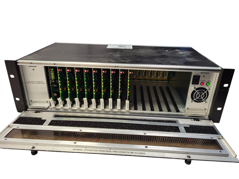 Evertz 500FR Exponent High Density Distribution Frame w/ 9x 500DA2Q, 1x 500FC  $