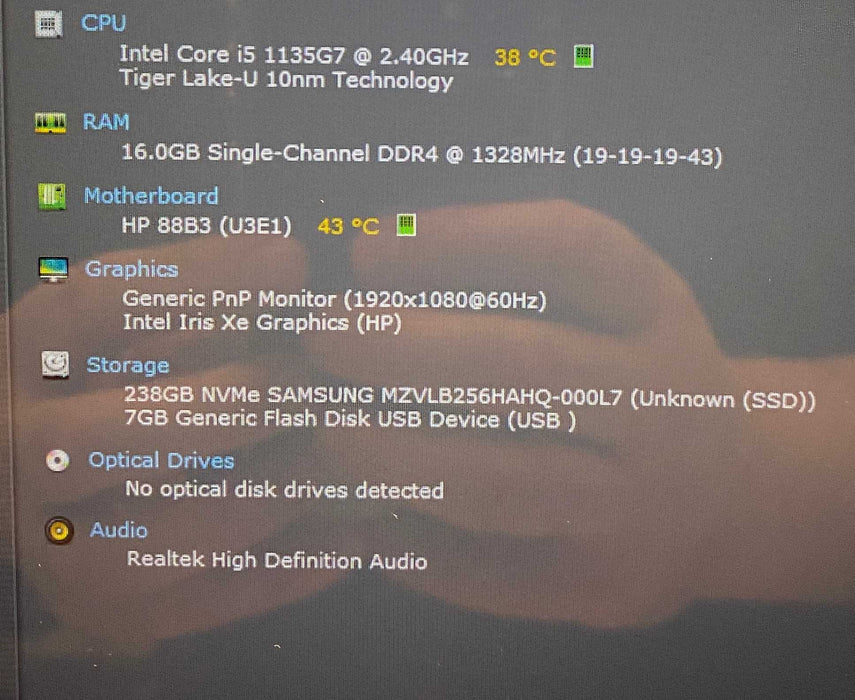 HP ENVY x360 Convertible 15 TOUCH i5-1135G7@2.40GHz 16GB RAM 256GB SSD READ  Lap200