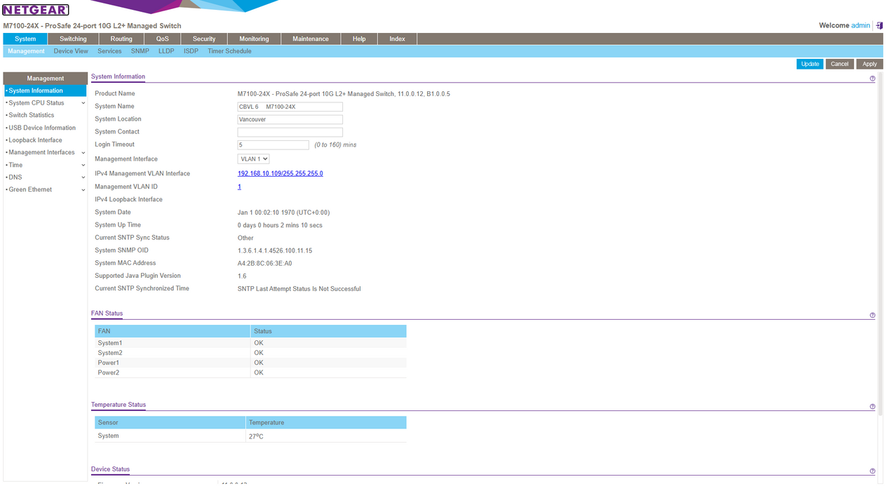 Netgear ProSafe M7100-24X | 24-Port 10G RJ-45 L2+ Managed Switch | 1x PSU )