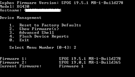 Sophos XG 430 Rev.2 capable Firewall running Sophos Home Firewall