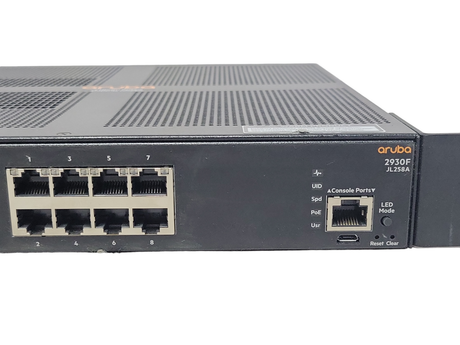 HPE Aruba JL258A 2930F 8-Port Network Switch w/ Mount Rack _