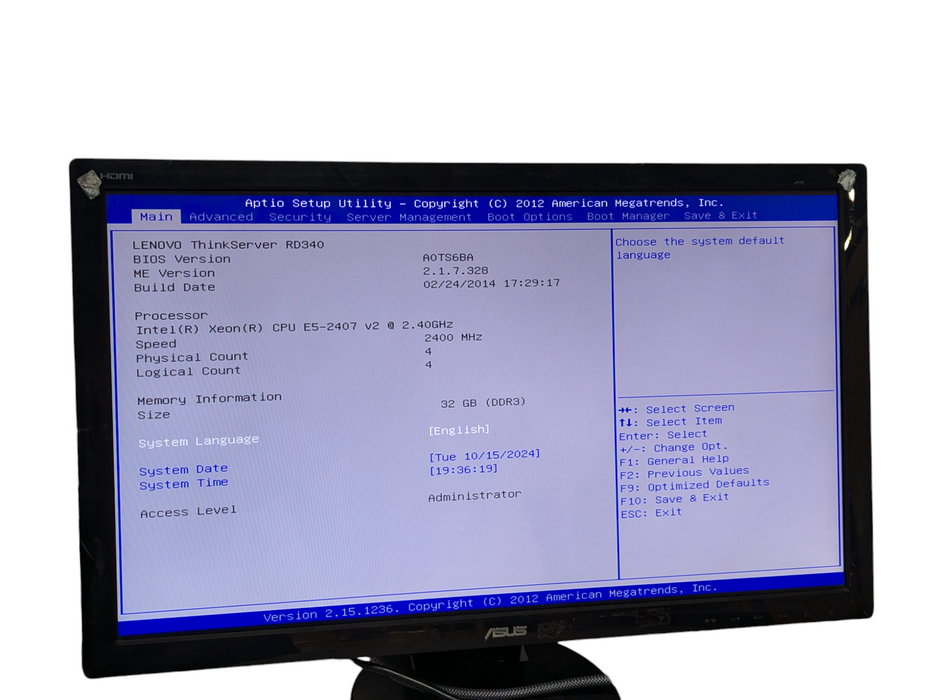 Lenovo RD340 Intel Xeon E5-2407 v2 @ 2.40Ghz 32GB RAM LSI SAS 9240-8i RAID -