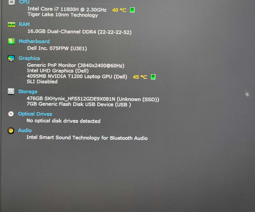 Dell Precision 5560 4K Touch i7-11800H NVIDIA T1200 GPU 16GB 512SSD READ!  Lap200