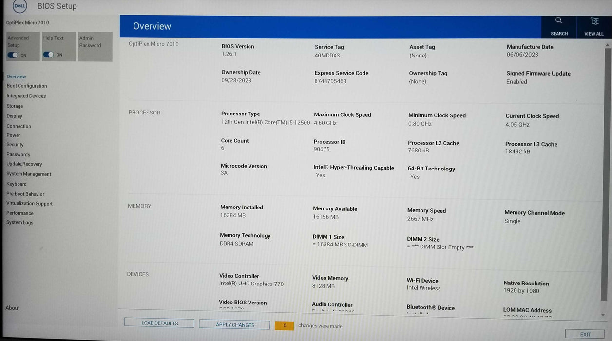 Dell OptiPlex 7010 Micro 12th Gen Intel i5-12500 CPU 16GB RAM - 256GB NVMe